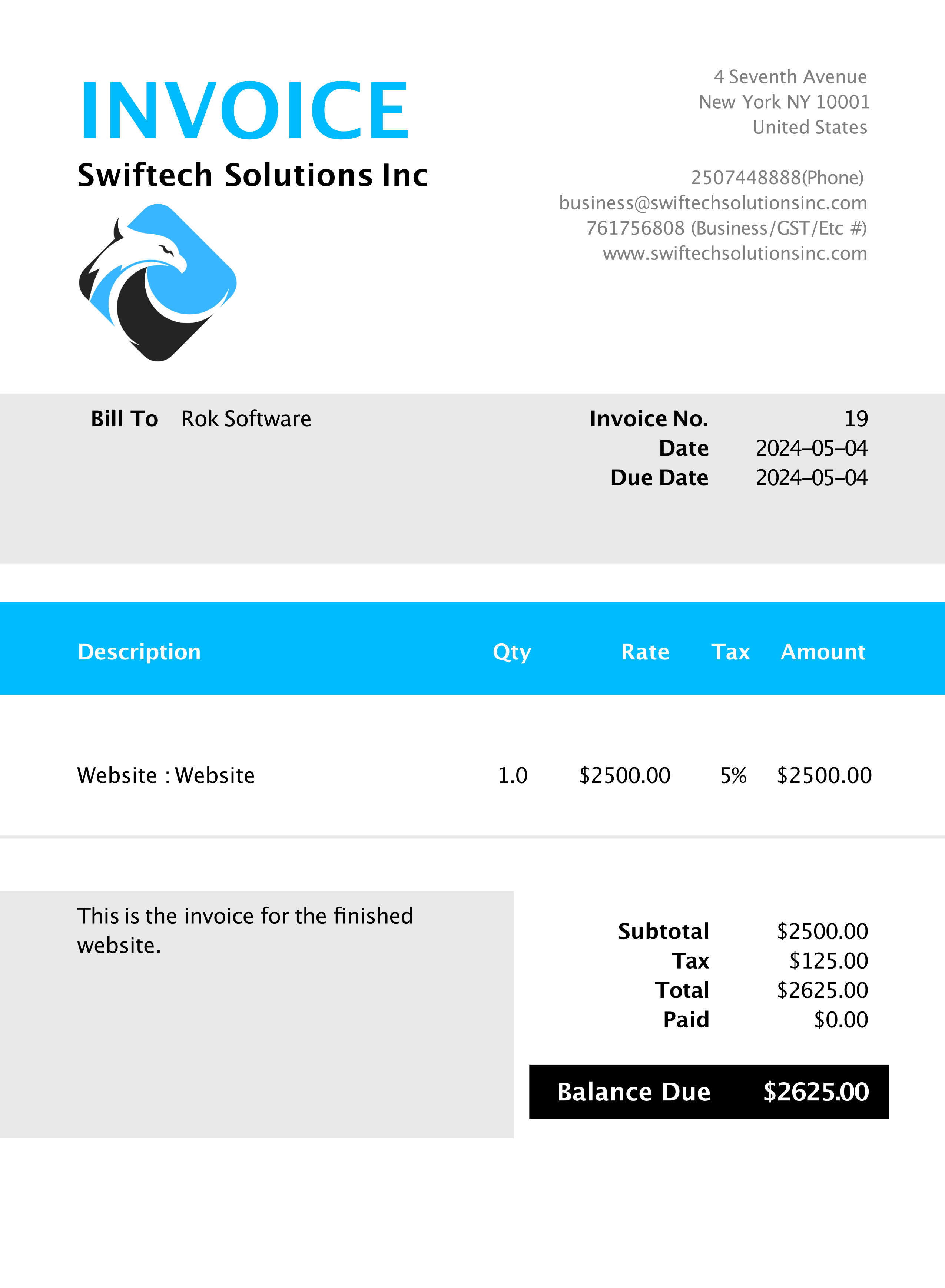 iInvoice Demo Invoice Example