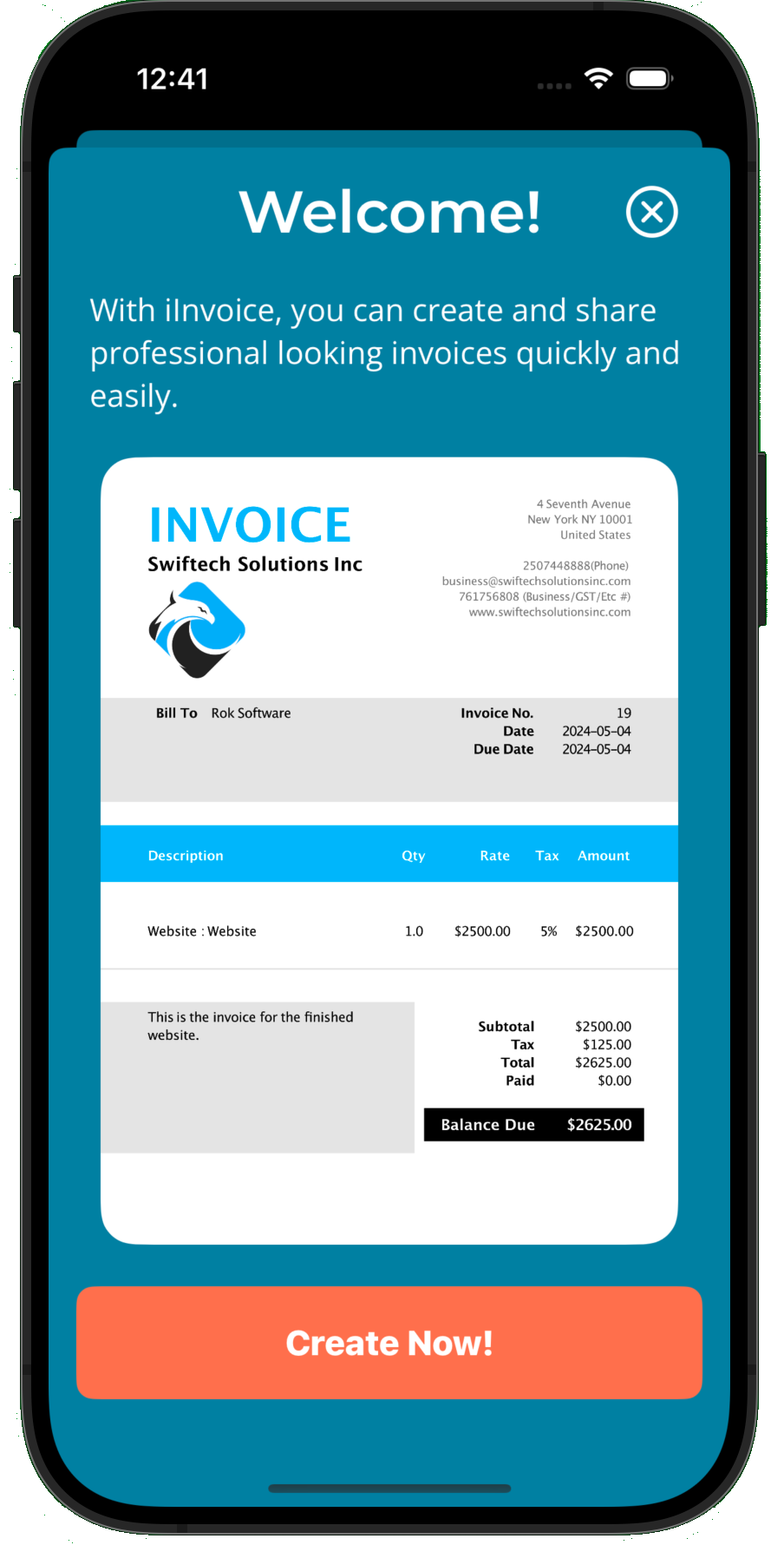 iInvoice App Screenshot