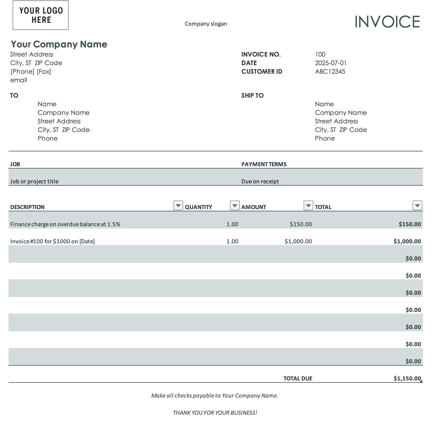Free Invoice Templates | iInvoice - Mobile Invoicing App