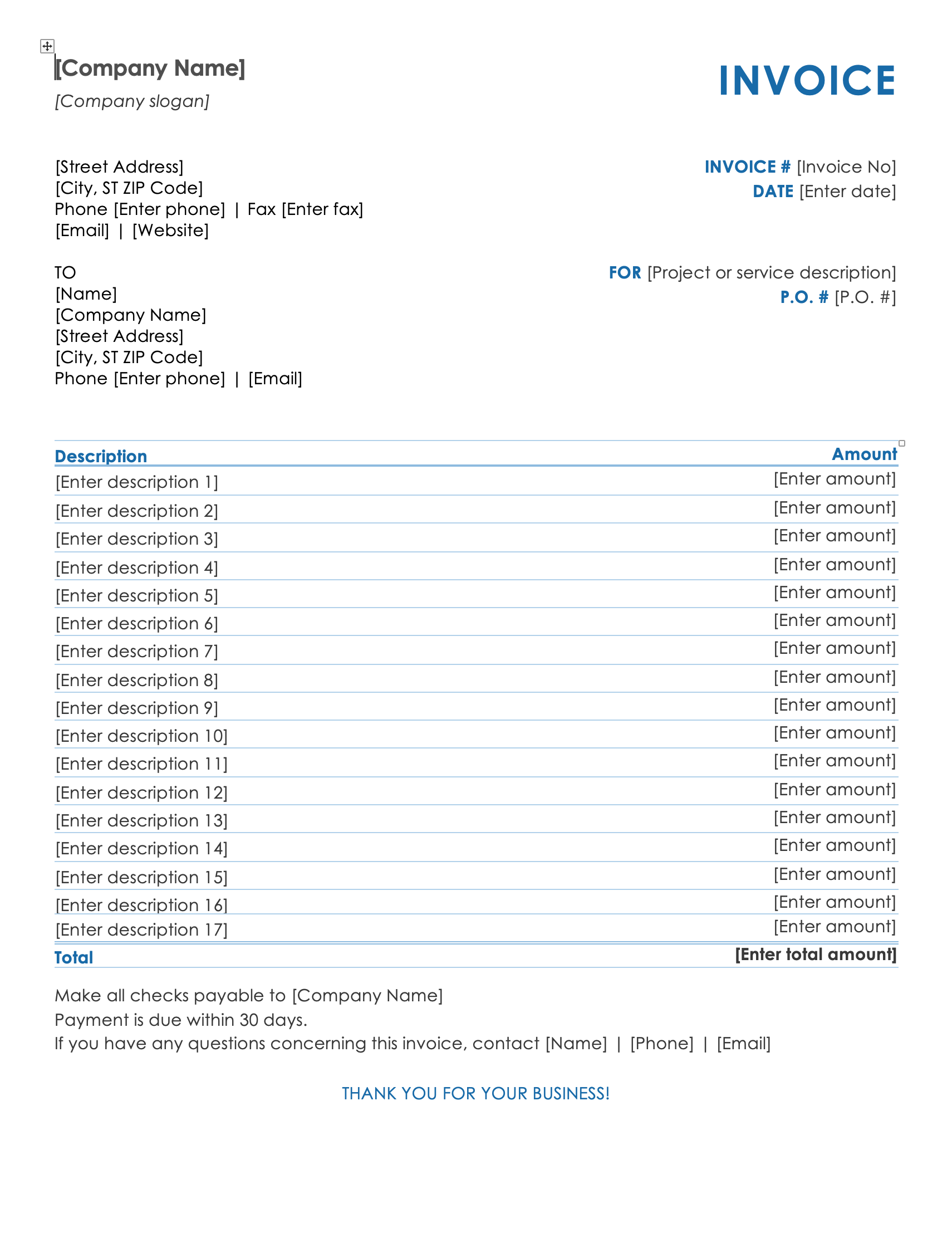 Construction Invoice Template - Free Download | iInvoice